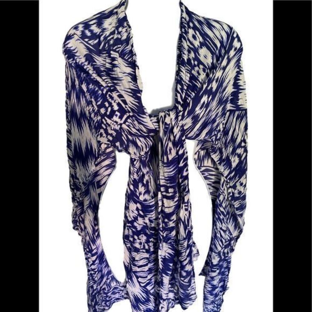 Michael Stars Wrap /Scarf - 30 x64 blue batik print , viscose